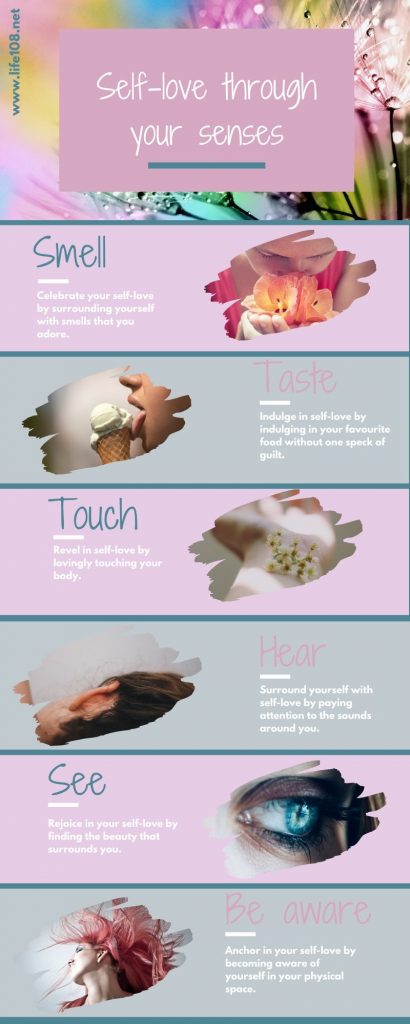 Self-love through your senses infographic